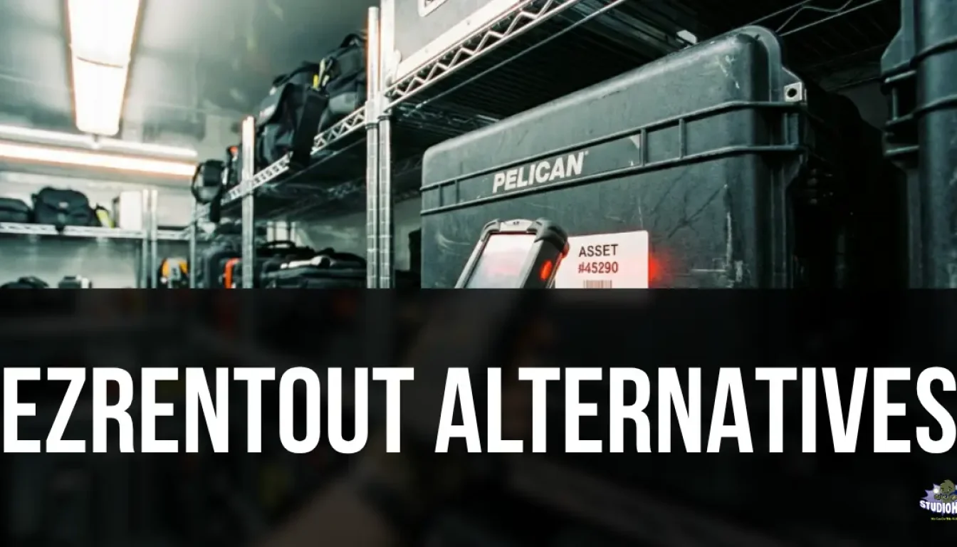 Barcode scanning equipment in a production gear room, illustrating the top EZRentOut alternatives for studio management and equipment tracking by Studio Hero.